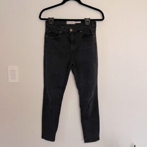 Free People‎ High Rise Black Distressed Jeans - Size 27